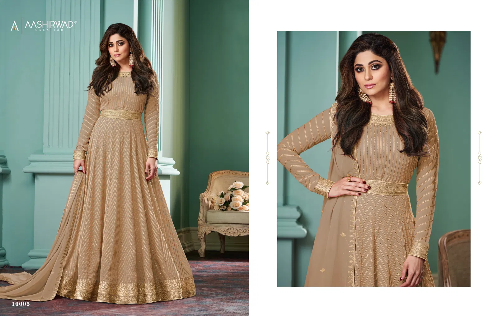 Alizza Platinum By Aashirwad Georgette Readymade Gown With Dupatta Wholesale Online